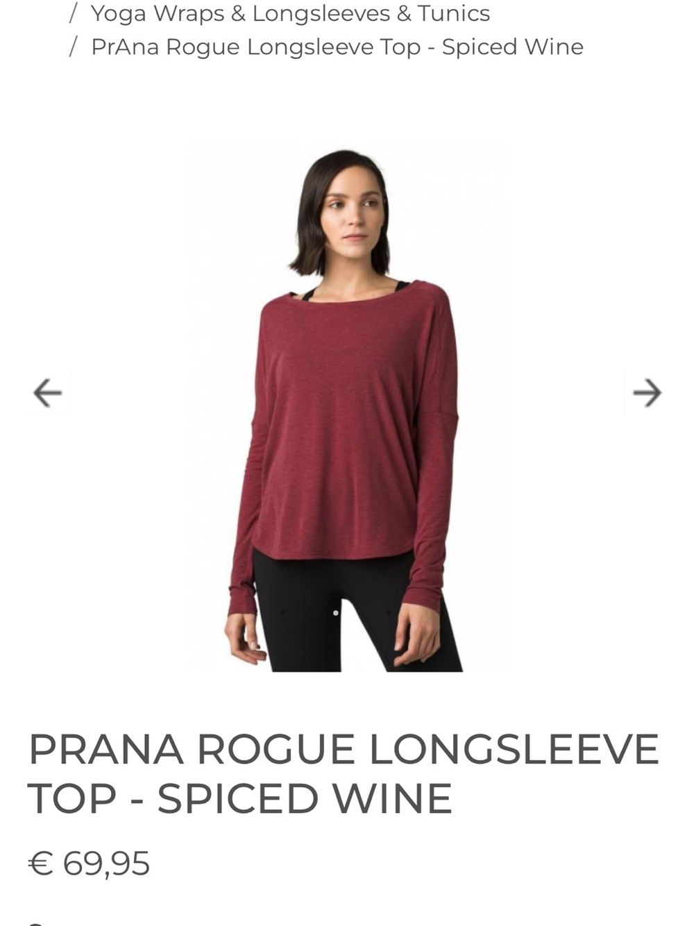 Prana Rogue Longsleeve Top - Wine Red